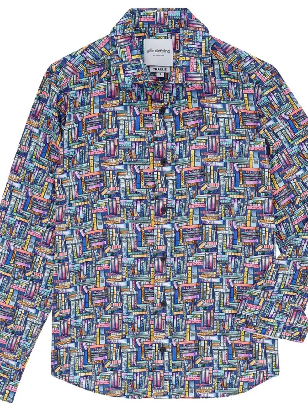 📚GFW Clothing Without Labels "Charlie" Books Print Long Sleeve Shirt 🌈 🏳️‍⚧️ ⚧️